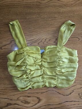 Ruched Lime Crop Top with Wide Straps